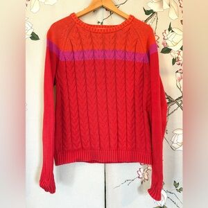 Preppy Colorful Colorblock Cotton Cable Knit Sweater